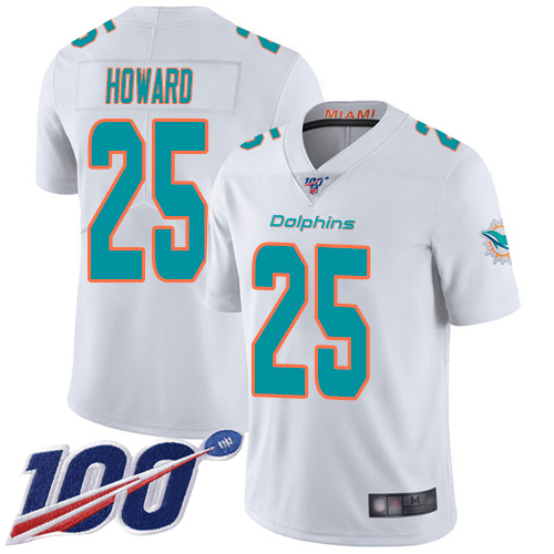 Nike Miami Dolphins #25 Xavien Howard White Men Stitched NFL 100th Season Vapor Limited Jersey